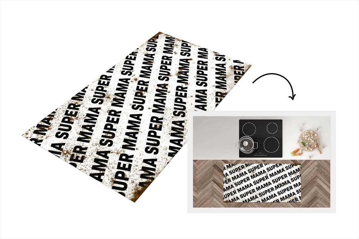 KitchenYeah Keukenloper - Loper keuken - Super mama - Spreuken - Quotes - Moeder - 120x60 cm - Keukenloper vinyl Multicolor