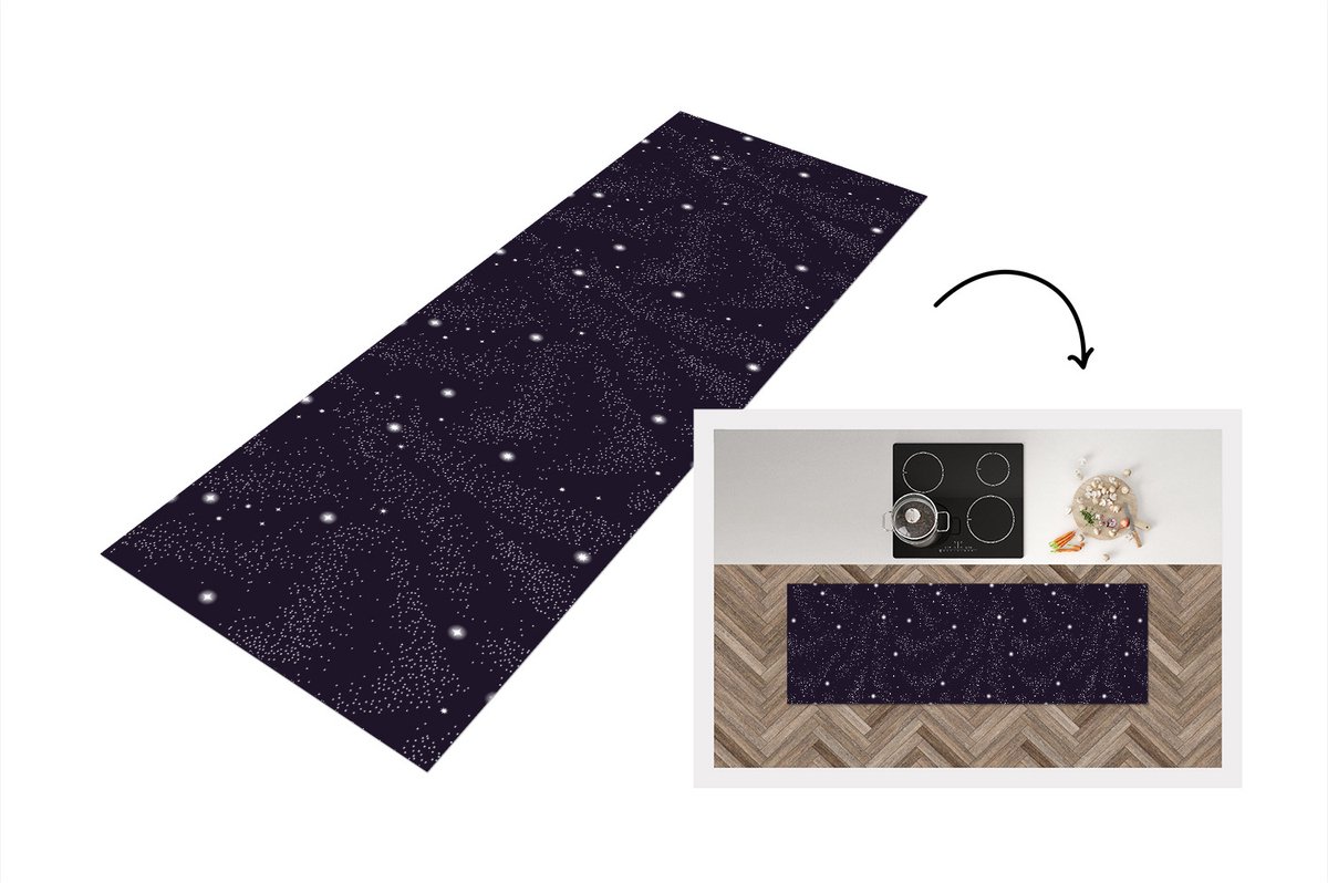 Keukenloper - Loper keuken - Ruimte - Sterrenhemel - Kinderen - Design - 180x60 cm - Keuke