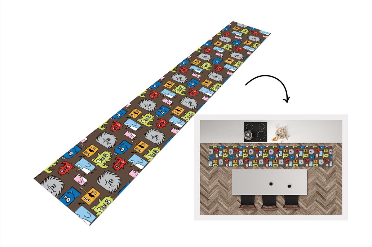 KitchenYeah Keukenloper - Loper keuken - Patronen - Monster - Dieren - Keukenloper vinyl multicolor, foto 6