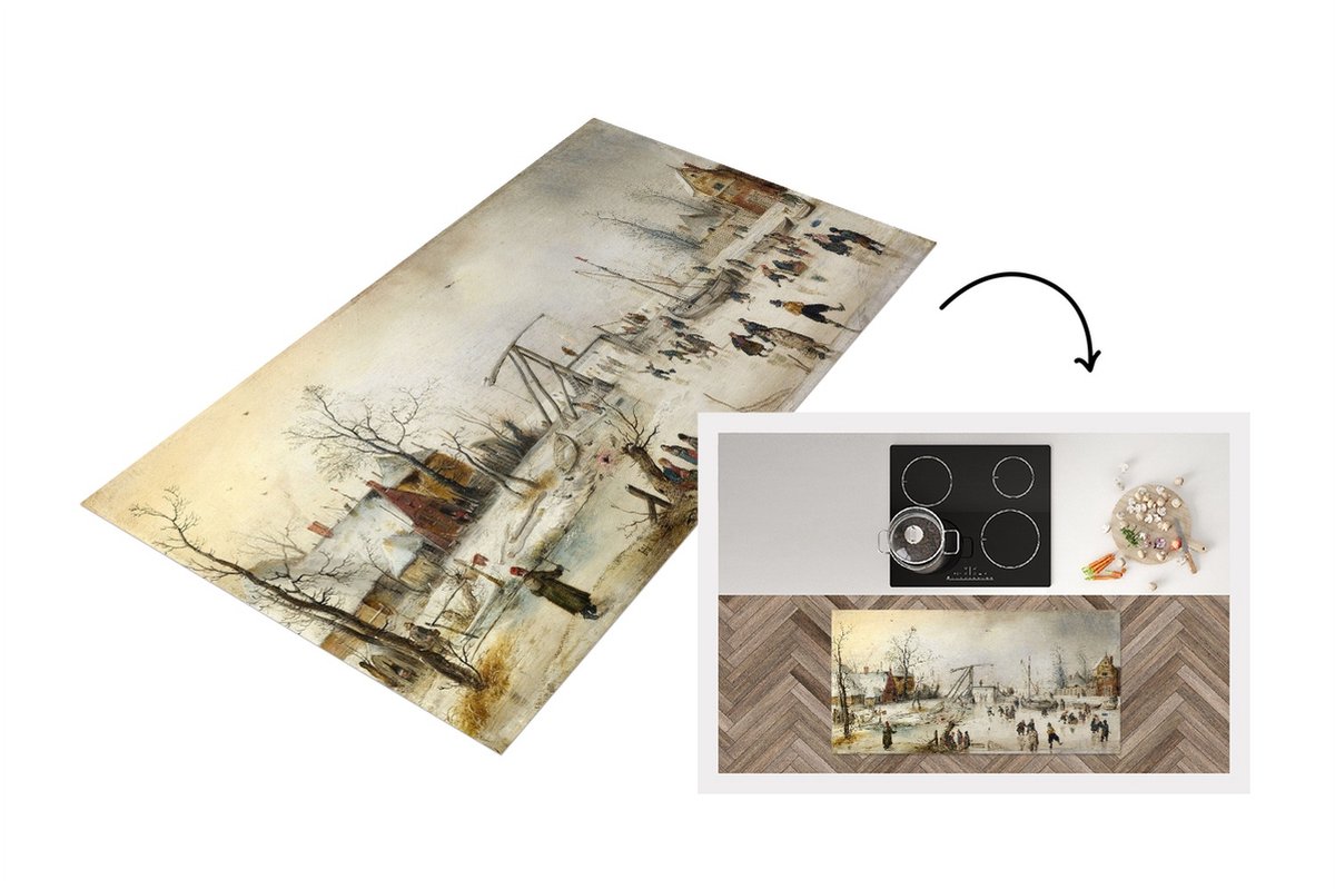 KitchenYeah Keukenloper - Loper keuken - Ice scene - schilderij van Hendrick Avercamp - Keukenloper vinyl multicolor, foto 2