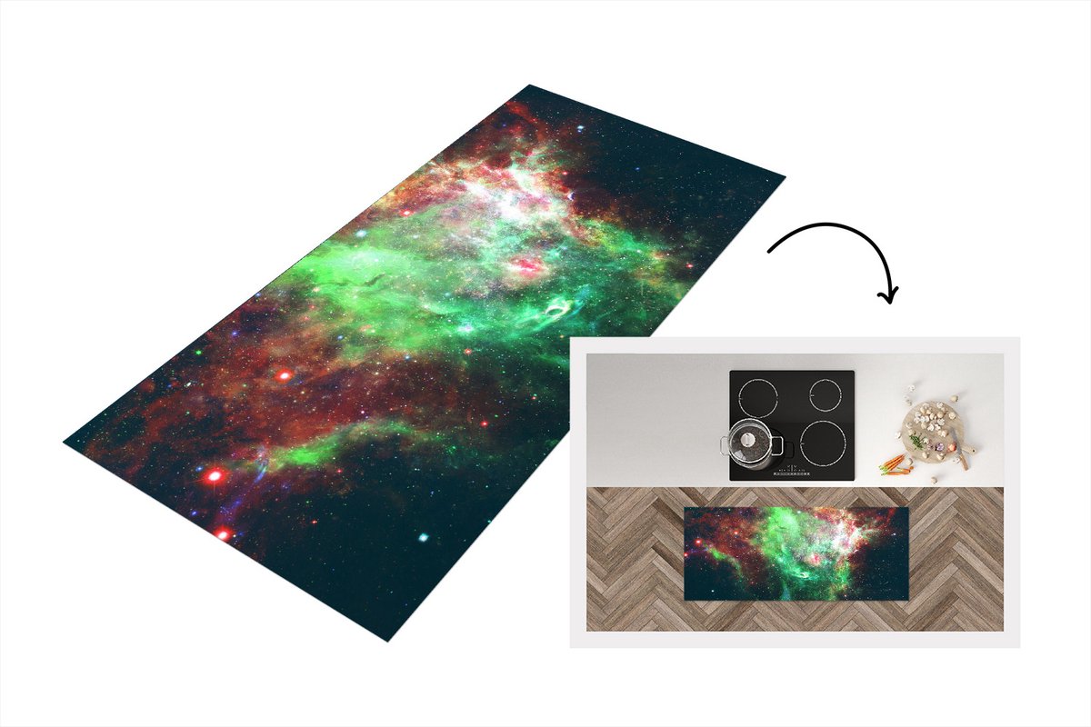 KitchenYeah Keukenloper - Loper keuken - Ruimte - Licht - KLeuren - 120x50 cm - Keukenloper vinyl Multicolor