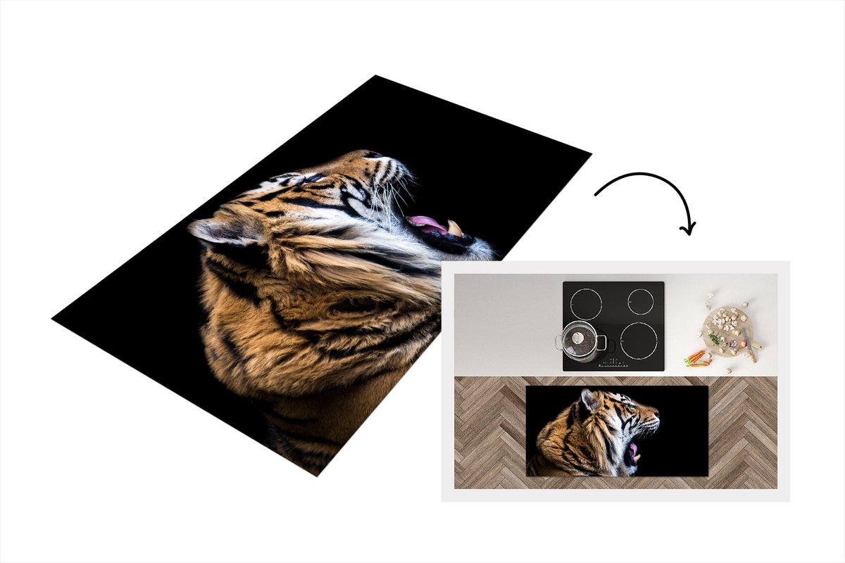 KitchenYeah Keukenloper - Loper keuken - Tijger - Dieren - Portret - 120x60 cm - Keukenloper vinyl Multicolor