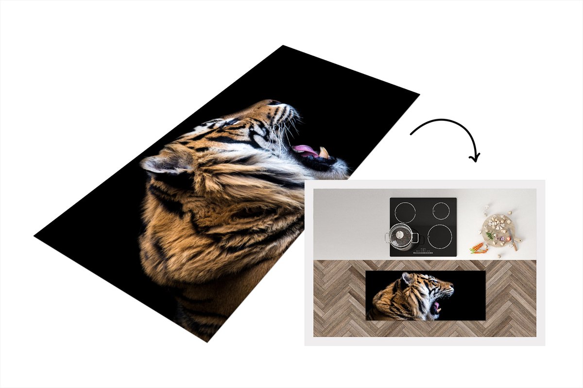 KitchenYeah Keukenloper - Loper keuken - Tijger - Dieren - Portret - 120x50 cm - Keukenloper vinyl Multicolor