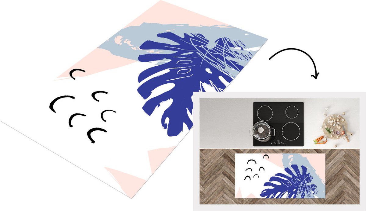 KitchenYeah Keukenloper - Loper keuken - Zomer - Blauw - Wit - Roze - Keukenloper vinyl, foto 2