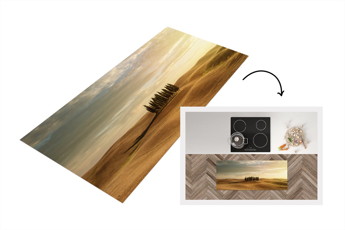 KitchenYeah Keukenloper - Loper keuken - Toscane - Bomen - Italië - 120x50 cm - Keukenloper vinyl Multicolor