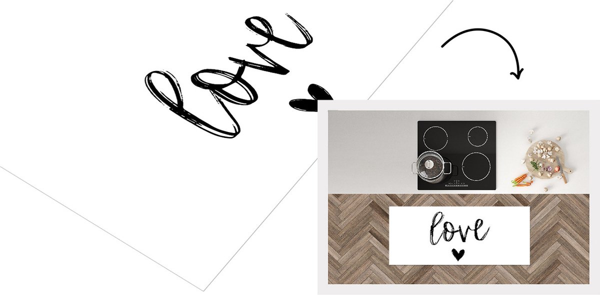 KitchenYeah Keukenloper - Loper keuken - Love - Quotes - Spreuken - 120x50 cm - Keukenloper vinyl Multicolor