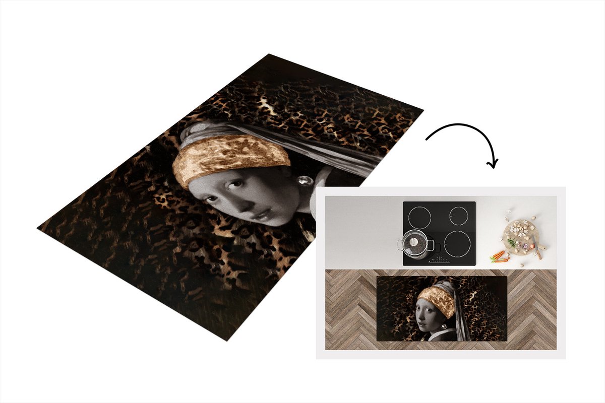 KitchenYeah Keukenloper - Loper keuken - Meisje met de parel - Bruin - Design - Keukenloper vinyl, foto 2