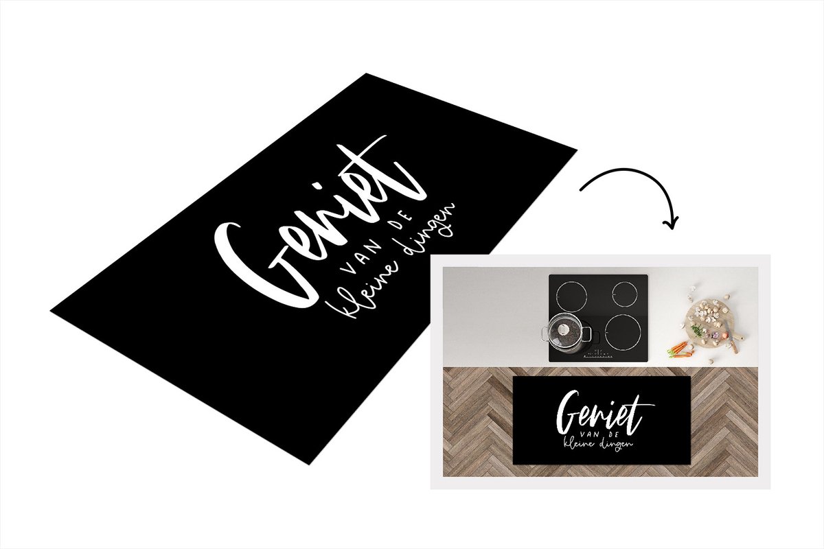 KitchenYeah Keukenloper - Loper keuken - Spreuken - Geniet van de dingen - Quotes - 120x60 cm - Keukenloper vinyl Multicolor