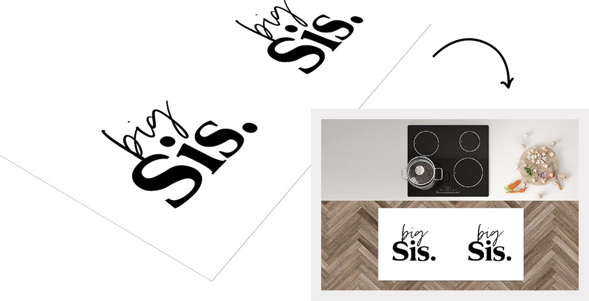 KitchenYeah Keukenloper - Loper keuken - Big sis - Spreuken - Grote Zus - Quotes - Zussen - 120x60 cm - Keukenloper vinyl Multicolor