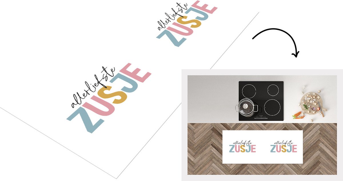 KitchenYeah Keukenloper - Loper keuken - Allerliefste zusje - Quotes - Zusje - Spreuken - Zussen - 120x50 cm - Keukenloper vinyl Multicolor