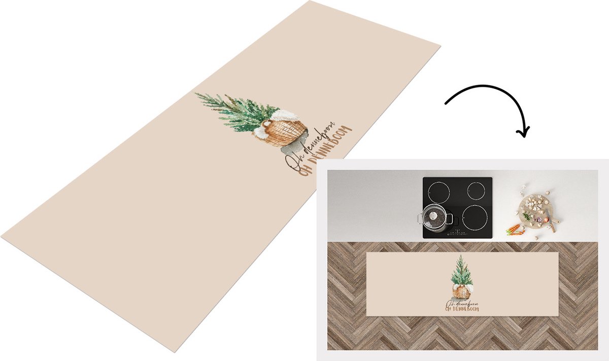KitchenYeah Keukenloper - Loper keuken - Kerst - Oh denneboom oh denneboom - Spreuken - Quotes - 150x50 cm - Keukenloper vinyl Multicolor