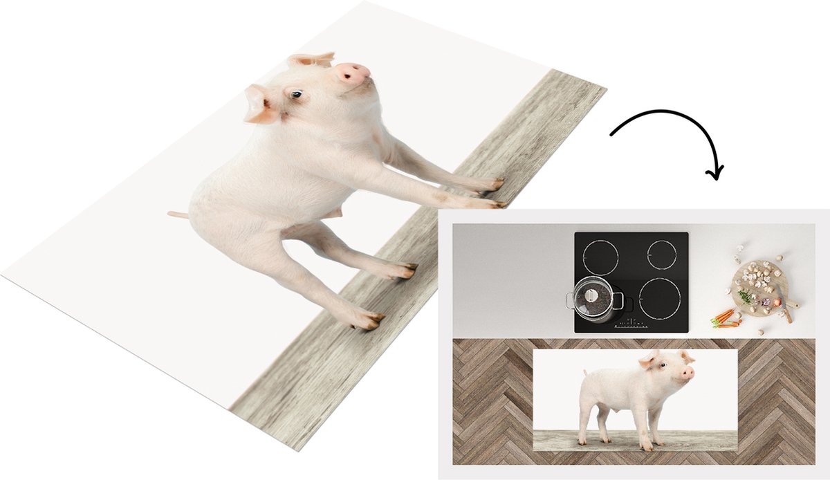 Keukenloper - Loper keuken - Biggetje - Baby varken - Leuke voor iedere jongenskamer of meisjeskamer - 120x60 cm - Keukenloper vinyl