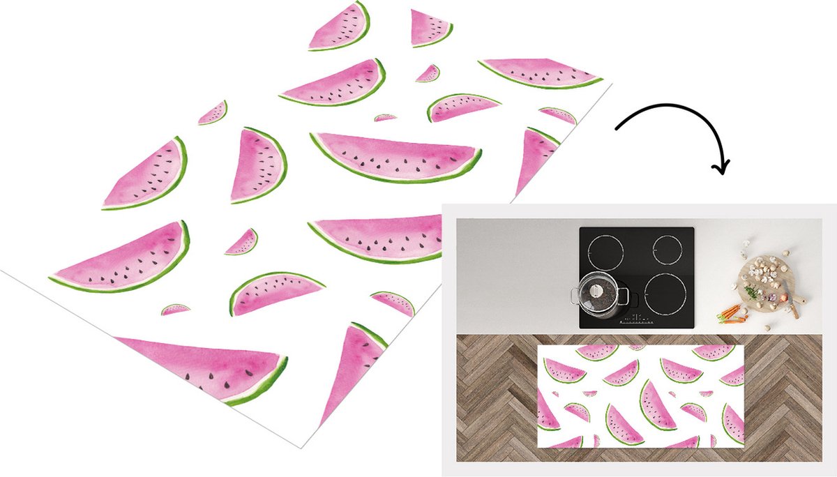 KitchenYeah Keukenloper - Loper keuken - Watermeloenen - Pastel - Design - Keukenloper vinyl multicolor, foto 2