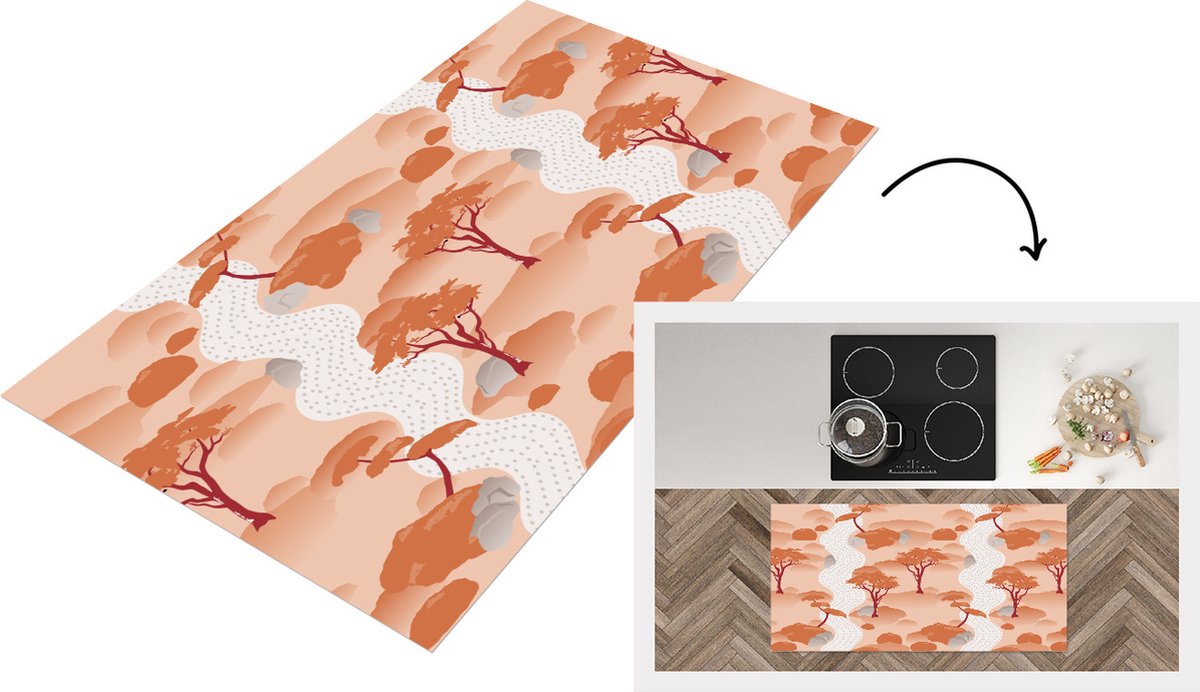 KitchenYeah Keukenloper - Loper keuken - Tuin - Japan - Patroon - Azië - 120x60 cm - Keukenloper vinyl Multicolor