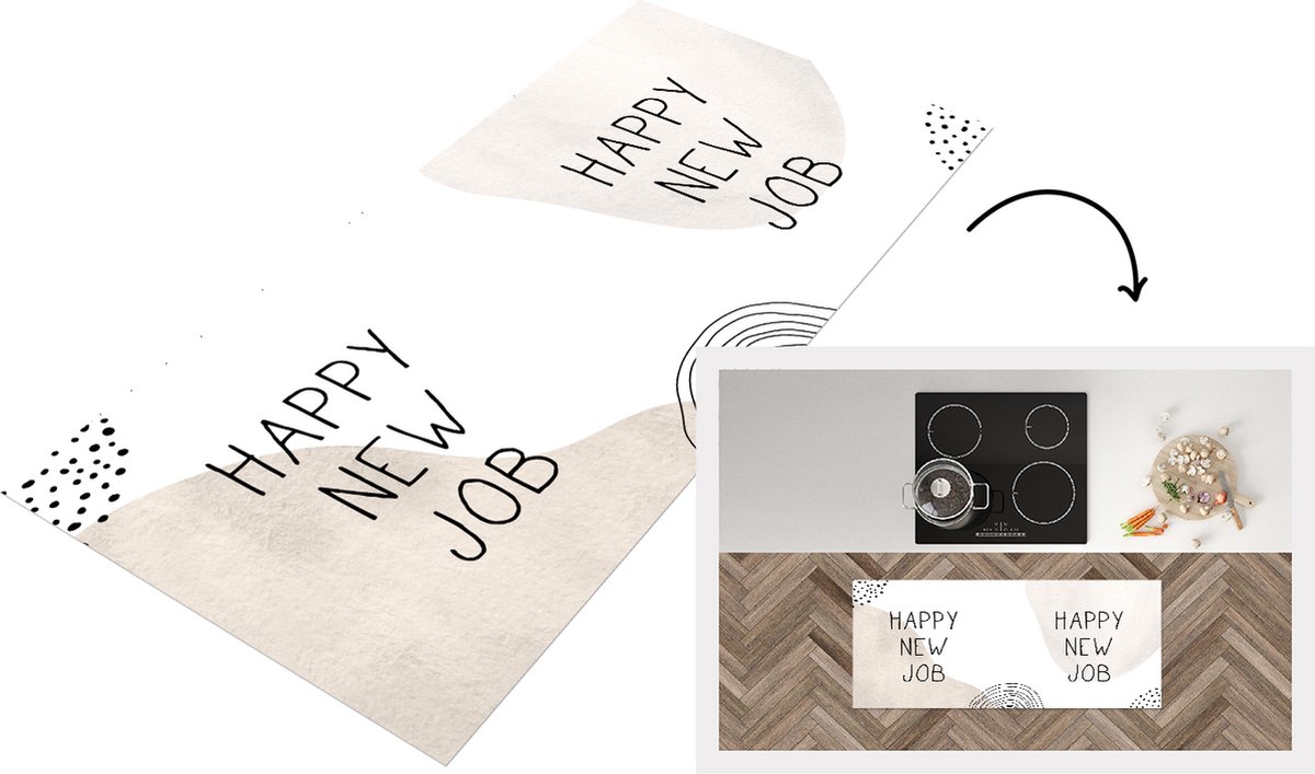 Keukenloper - Loper keuken - Quotes - Happy new job - Werk - Spreuken - 120x50 cm - Keuken