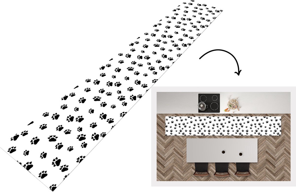 KitchenYeah Keukenloper - Loper keuken - Patronen - Kat - Poten - 300x50 cm - Keukenloper vinyl Multicolor