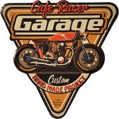 Clayre & Eef Wanddecoratie 40*1*40 cm Oranje Ijzer Driehoek Cafe Racer Garage Muurdecoratie Wandversiering Tekstbord