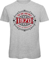 1970 The One And Only | Feest Kado T-Shirt Heren - Dames | Antraciet - Donker Rood | Perfect Verjaardag Cadeau Shirt | Grappige Spreuken - Zinnen - Teksten | Maat L