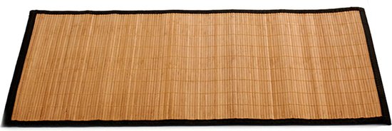 Badkamer vloermat anti-slip donkere bamboe 50 x 80 cm met zwarte rand - Douche/bad accessoires