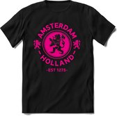 Nederland - Roze - T-Shirt Heren / Dames  - Nederland / Holland / Koningsdag Souvenirs Cadeau Shirt - grappige Spreuken, Zinnen en Teksten. Maat L