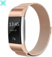 MY PROTECT® Milanese Loop Armband Voor Fitbit Charge 2 Horloge Bandje - Metalen Milanees Fitbit Bandje - Magneet Sluiting - Rosé Goud