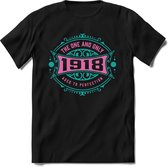 1918 The One And Only | Feest Kado T-Shirt Heren - Dames | Cobalt - Licht Roze | Perfect Verjaardag Cadeau Shirt | Grappige Spreuken - Zinnen - Teksten | Maat M