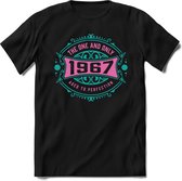 1967 The One And Only | Feest Kado T-Shirt Heren - Dames | Cobalt - Licht Roze | Perfect Verjaardag Cadeau Shirt | Grappige Spreuken - Zinnen - Teksten | Maat 3XL