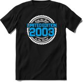 2003 Limited Edition | Feest Kado T-Shirt Heren - Dames | Wit - Blauw | Perfect Verjaardag Cadeau Shirt | Grappige Spreuken - Zinnen - Teksten | Maat 3XL