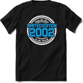 2002 Limited Edition | Feest Kado T-Shirt Heren - Dames | Wit - Blauw | Perfect Verjaardag Cadeau Shirt | Grappige Spreuken - Zinnen - Teksten | Maat S
