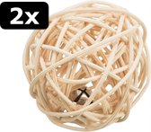 2x # SPEELBAL ROTAN MET BEL 4CM
