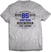 85 Jaar Legend - Feest kado T-Shirt Heren / Dames - Antraciet Grijs / Donker Blauw - Perfect Verjaardag Cadeau Shirt - grappige Spreuken, Zinnen en Teksten. Maat L