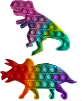 Set van 2 Pop-it  / fidget toy, anti-stress pop-it dinosaurus, 19 cm lang.