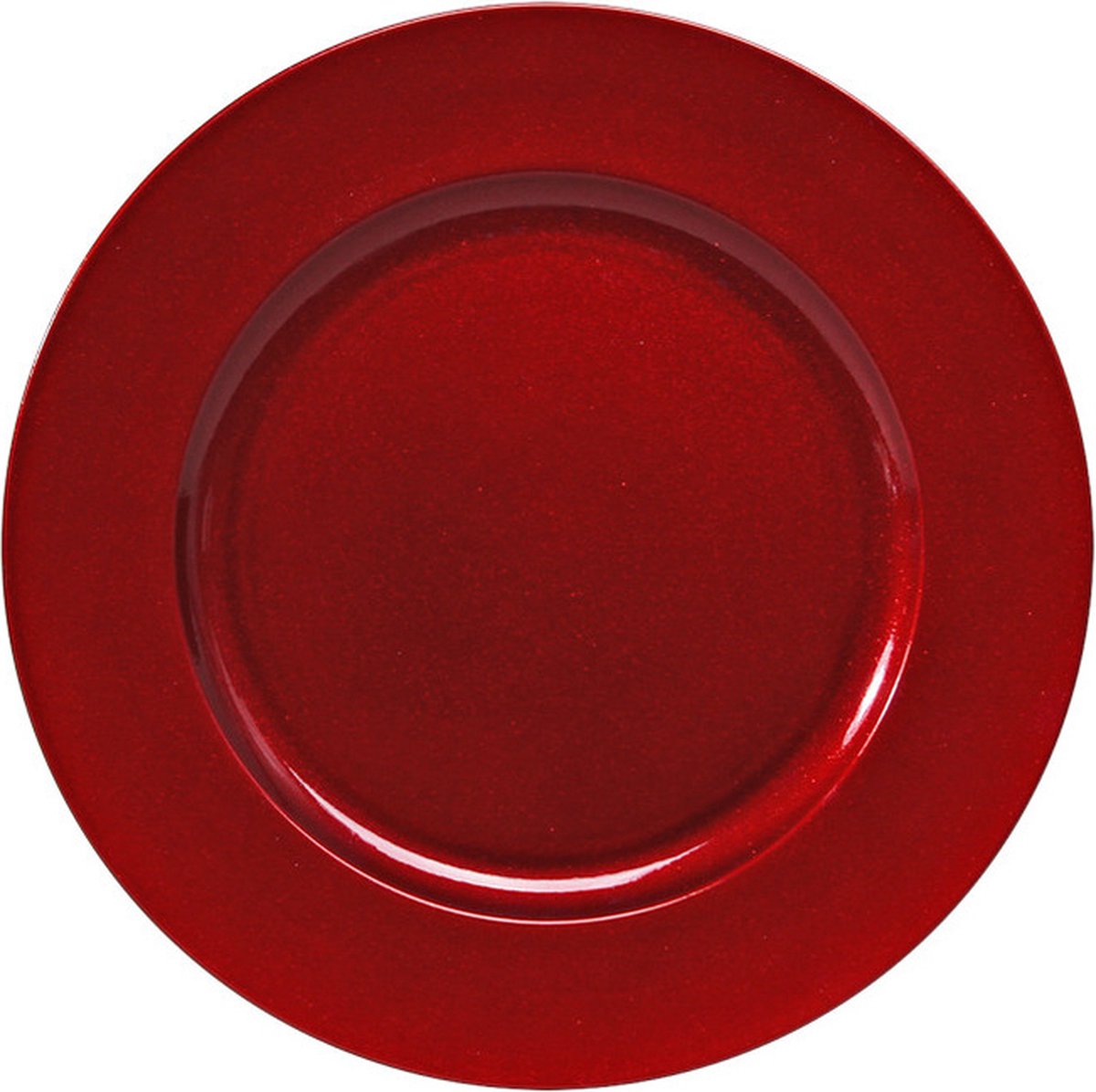 Othmar Decorations Kaarsenbord - rood glitters - D33 cm - kunststof - kaarsen onderborden