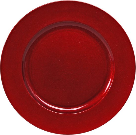 1x stuks kaarsenborden/onderborden rood met glitters 33 cm – Kaarsenbord/onderzet bord voor kaarsen