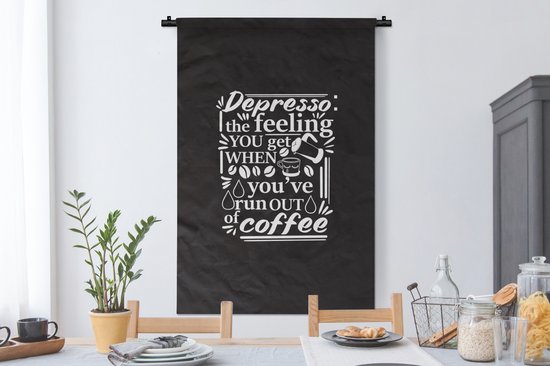 Tenture murale - Tissu mural - Café - Proverbes - Grains de Grains de café - 90x135 cm - Tapisserie murale