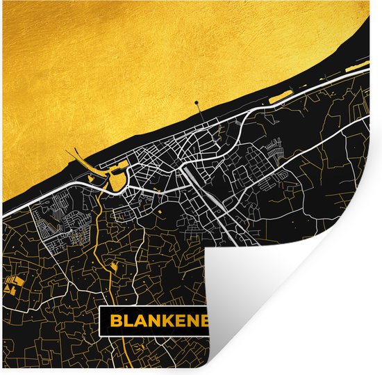 Stickers muraux - Plan de la ville - Or - Blankenberge - Carte - Carte - 50x50 cm - Feuille adhésive