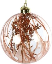 kerstbal Natur 12 cm glas bruin maat L