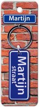 sleutelhanger straatnaam Martijn 9 cm staal blauw