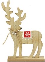 kerstfiguur Hert Brickman L 31 x 22 cm hout blank