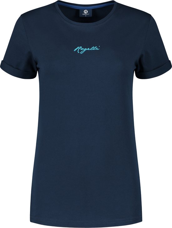 Rogelli Logo T-Shirt Sportshirt - Korte Mouwen - Dames - Marine - Maat L
