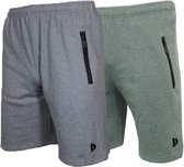 2-Pack Donnay Joggingshort - Sportshort - Heren - Maat XL - Silver-marl/Deep-army green