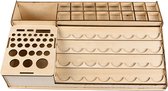 Opbergbox Voor Verf & Nagellak - Houten Opbergdoos - Opbergrek - Houder - Organizer - Voor Potjes & Kwasten - 40cm Lengte - Hout