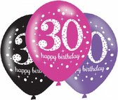 ballonnen 30 jaar 27,5 cm 6 stuks multicolor