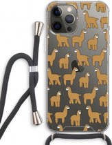 Case Company® - iPhone 12 Pro hoesje met Koord - Alpacas - Telefoonhoesje met Zwart Koord - Extra Bescherming aan alle Kanten en Over de Schermrand