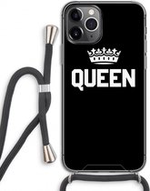 Case Company® - iPhone 11 Pro hoesje met Koord - Queen zwart - Telefoonhoesje met Zwart Koord - Extra Bescherming aan alle Kanten en Over de Schermrand