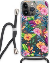 Case Company® - iPhone 13 Pro hoesje met Koord - Tropisch 2 - Telefoonhoesje met Zwart Koord - Extra Bescherming aan alle Kanten en Over de Schermrand