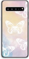 Case Company® - Samsung Galaxy S10 5G hoesje - White butterfly - Soft Cover Telefoonhoesje - Bescherming aan alle Kanten en Schermrand