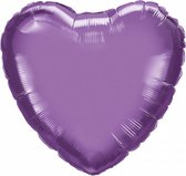 folieballon hartvormig 45 cm chroom paars