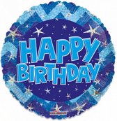 folieballon Happy birthday 46 cm blauw