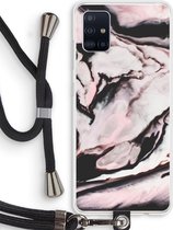 Case Company® - Samsung Galaxy A51 4G hoesje met Koord - Roze stroom - Telefoonhoesje met Zwart Koord - Bescherming aan alle Kanten en Over de Schermrand